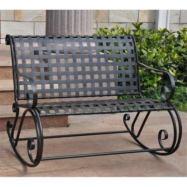International Caravan Mandalay Iron Bench Rocker, Antique Black 3474-ANT-BK - main